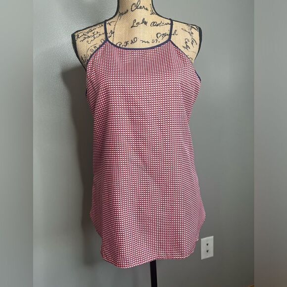 Ann Taylor factory top blouse size LP red white blue summer travel office - Picture 5 of 7
